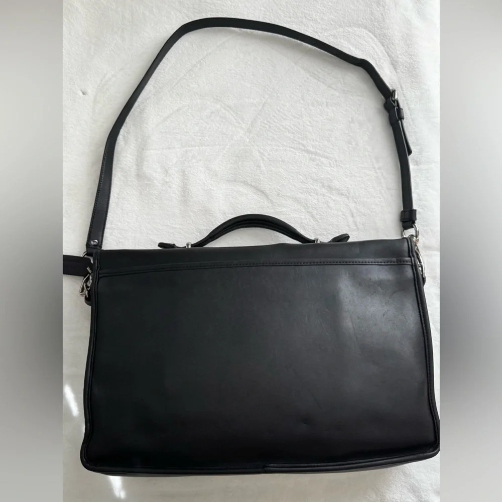 COACH Vintage Lexington Black Smooth Leather Briefcase Crossbody Bag